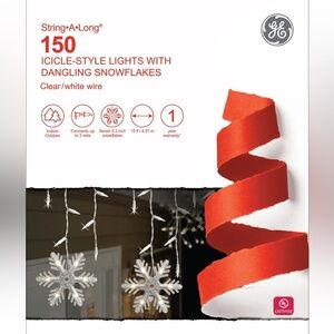 NIB String•A•Long® 150 ICICLE-STYLE LIGHTS WITH DANGLING SNOWFLAKES